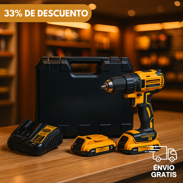 Taladro Inalámbrico + 26 accesorios + 2 bateries