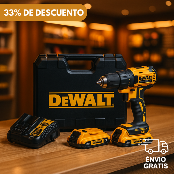 Kit DEWALT Taladro Inalámbrico + 26 accesorios + 2 baterias